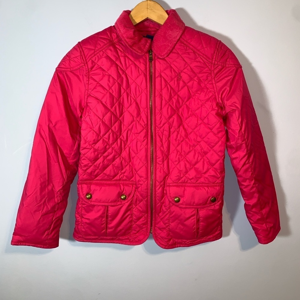 Ralph Lauren Pink Quilted chore barn coat Jacket corduroy collar size large